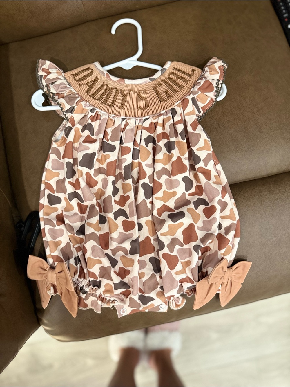 Daddy's Girl Pink & Brown Camouflage Baby One-Piece